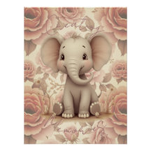 Weiches Pastell-Elefant und Floral
