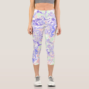 Weiches Pastell Funky Boho Retro Abstrakter Marmor Capri Leggings