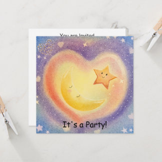 Weiches Pastell Mond Stern Traumhafter Himmel Desi Einladung