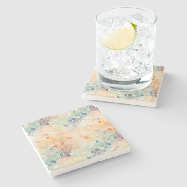 Weiches Pastell-Wasserfarben-Abstrakt Steinuntersetzer (Seitenansicht)
