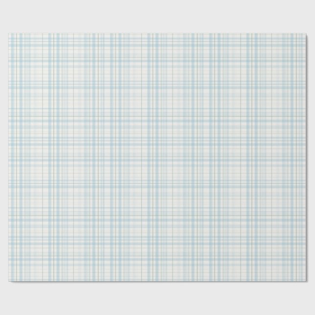 Weiches Pastellblaues Leinen-Karomuster Geschenkpapier (Flach)
