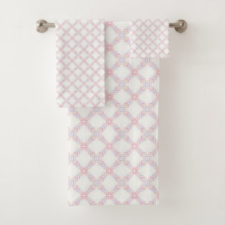 Weiches Pastellrosa Mikro-Geometrisch Nahtlos Badhandtuch Set