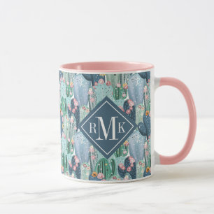 Weiches Patel Kaktus-Muster des Monogramm-  Tasse