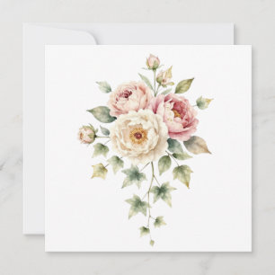 Weiches Pfingstrosenbouquet Wasserfarben Eleganz Dankeskarte