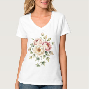 Weiches Pfingstrosenbouquet Wasserfarben Eleganz T-Shirt