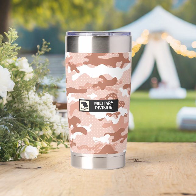 Weiches Pfirsich-Tarnmuster Thermobecher (Hochzeit (gedreht))