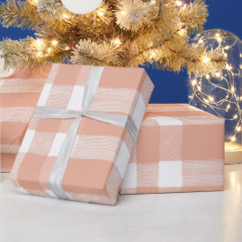 Weiches Pfirsich Weißes Licht Gingham-Rosa Karomus Geschenkpapier
