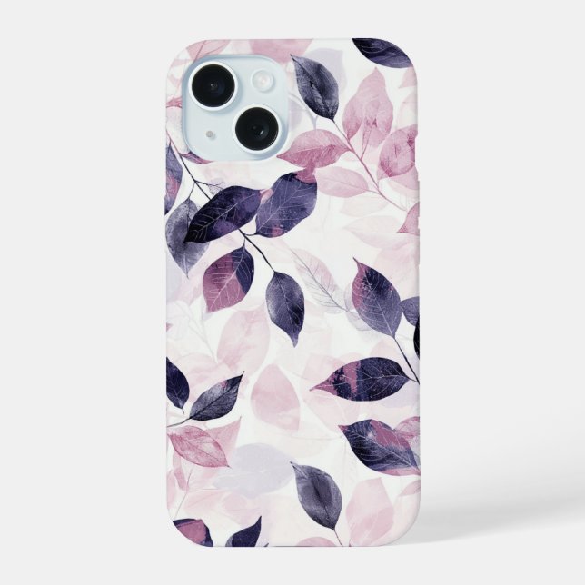 Weiches Phone-Case mit botanischen Blättern iPhone 15 Hülle (Rückseite)