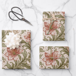 Weiches Rollwerk-Garten-Blumenmuster Geschenkpapier Set