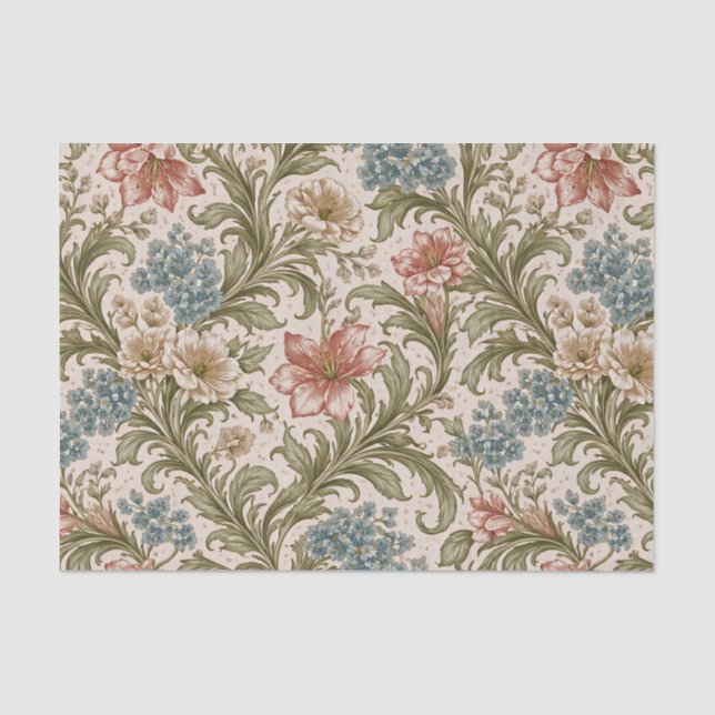 Weiches Rollwerk-Garten-Blumenmuster Seidenpapier (Vorderseite)