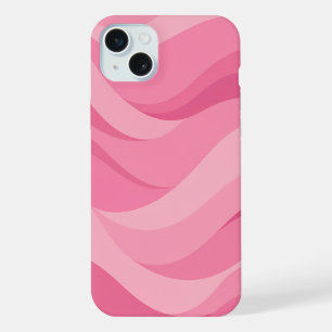 Weiches Rosa abstraktes Wellenmuster iPhone 15 Plus Hülle