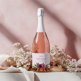 Weiches rosa Aquarell-Blumen-Getränke-Etiketten-Se