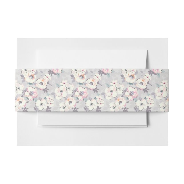 Weiches rosa Aquarell-Muster des Monogramm-| Einladungsbanderole (Vorderseite Beispiel)