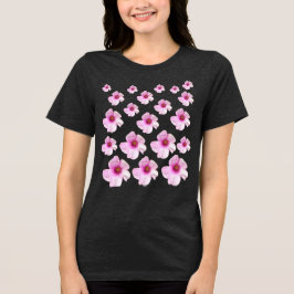 Weiches rosa Blumenmuster Charcoal Blumen T-Shirt Tri-Blend Shirt