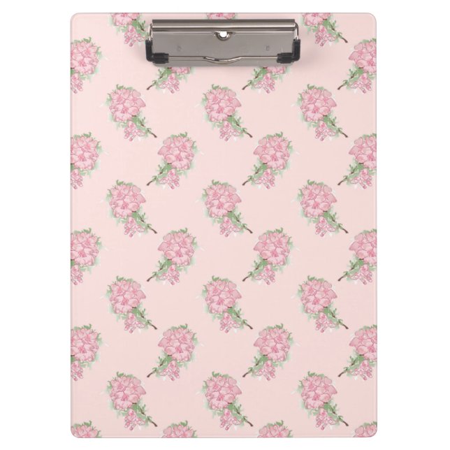 Weiches Rosa Blumenmuster | Romantische Blume Klemmbrett (Vorderseite)