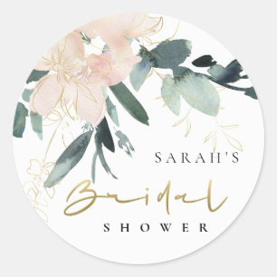 WEICHES ROSA BLUMENSTRÄUSSCHEN WATERCOLOR BRIDAL S RUNDER AUFKLEBER