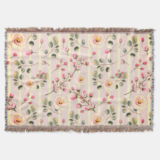 Weiches rosa Blumenstreifenmuster Decke