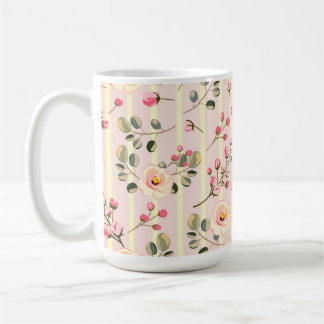 Weiches rosa Blumenstreifenmuster Kaffeetasse