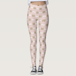 Weiches rosa Diamantgitter mit Oliven- und rosafar Leggings