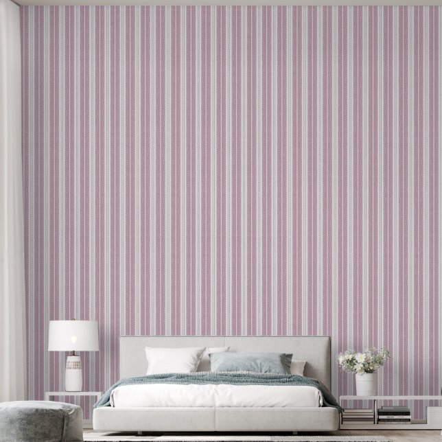 Weiches Rosa Fischgrät-Farn-Gestreiftes Muster Tapete (Schlafzimmer)