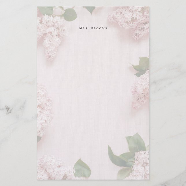Weiches Rosa Flieder Persönlich Feminine Briefpapier (Vorderseite)