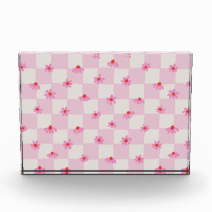 Weiches Rosa Gänseblümchen Karo Blumenmuster Fotoblock