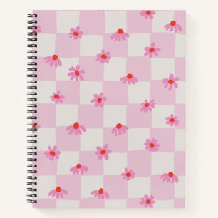 Weiches Rosa Gänseblümchen Karo Blumenmuster Notizbuch