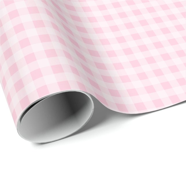 Weiches rosa Gingham-Geschenkpapier Geschenkpapier (Rolleneckpunkt)