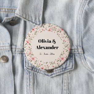Weiches Rosa Kirschblüten-Blumen-Nahtloses Muster Button