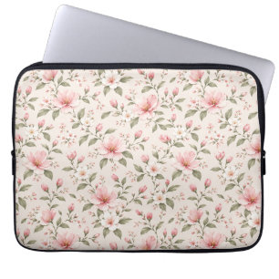Weiches rosa Kirschblüten-Blumenmuster nahtlos Laptopschutzhülle