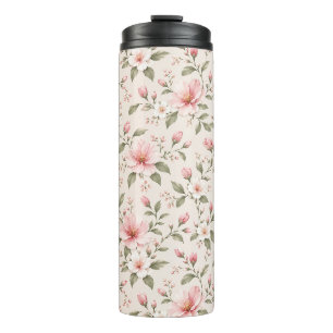 Weiches Rosa Kirschblüten Florales Nahtloses Muste Thermosbecher