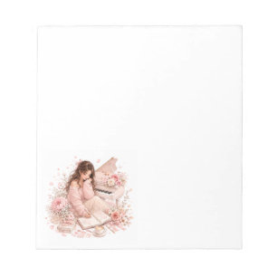Weiches rosa Klavier Blumen Notizbuch Notizblock