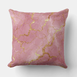 Weiches rosa Marmor-Abstrakt mit schimmerndem Gold Kissen
