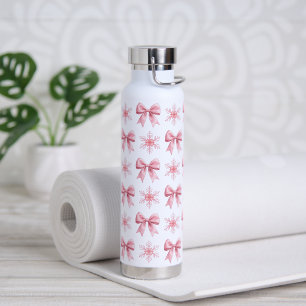 Weiches Rosa mit Schleife und Schneeflocken süße W Trinkflasche