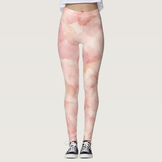 Weiches rosa modernes abstraktes Designmuster Leggings (Vorderseite)
