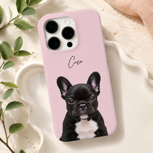 Weiches rosa modernes Hunde-Foto und Schriftzug fü iPhone 16 Pro Hülle