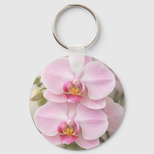 Weiches Rosa Phalaenopsis-Orchidee Schlüsselanhänger (Vorderseite)