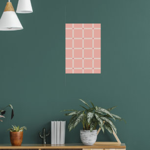 Weiches rosa Rastermuster mit Korallenakzent  Poster
