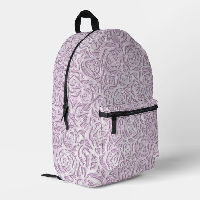 Weiches Rosa-Rosenmuster Bedruckter Rucksack (Rückseitige Ecke links)