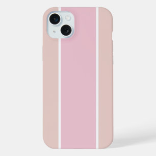 Weiches Rosa und Beige Vertikalstreifenmuster iPhone 15 Plus Hülle