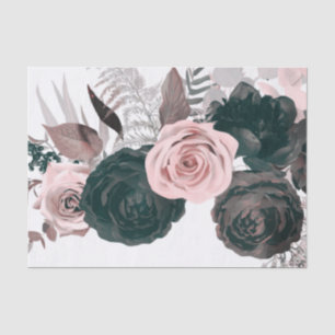 Weiches Rosa und schwarze Blumen Grünweiß Hochzeit Seidenpapier