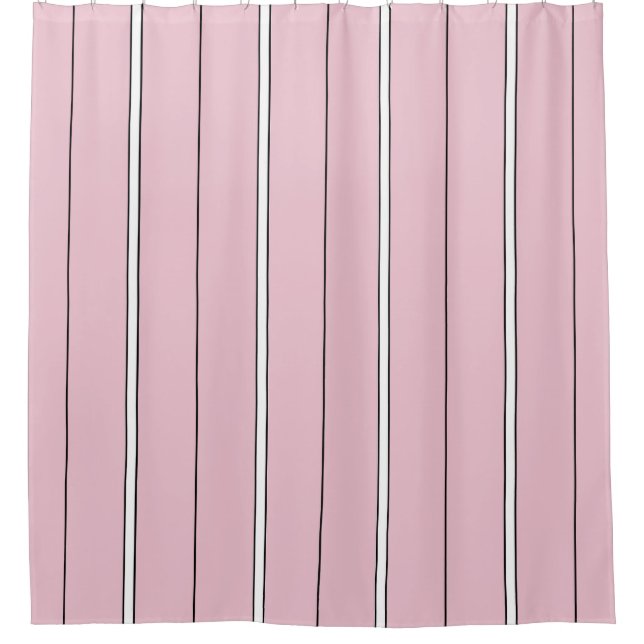 Weiches Rosa Vertikalstreifenmuster Minimal Duschvorhang (Vorderseite)