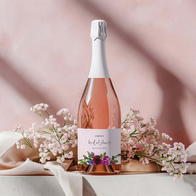 Weiches rosa Wasserfarben-Blumen-Getränke-Etikette (Von Creator hochgeladen)