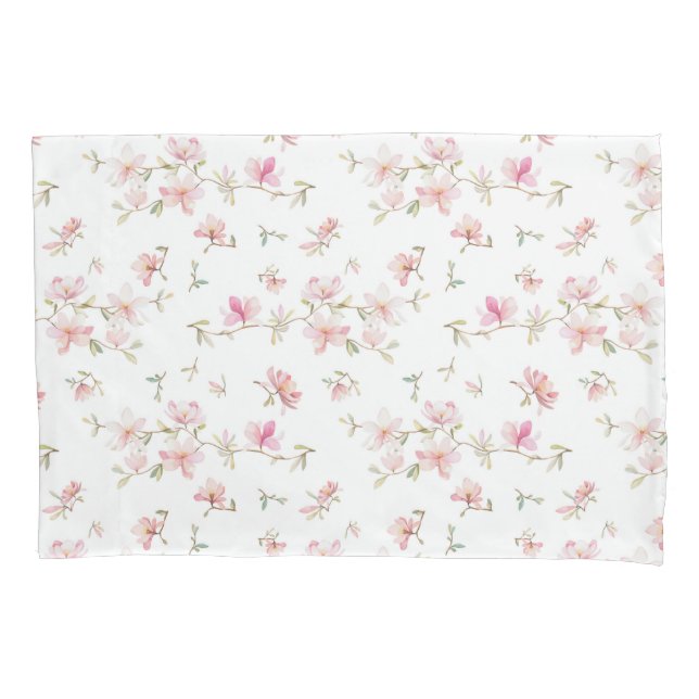 Weiches rosa Watercolor-Blumen-Muster Kissenbezug (Vorderseite-Links)