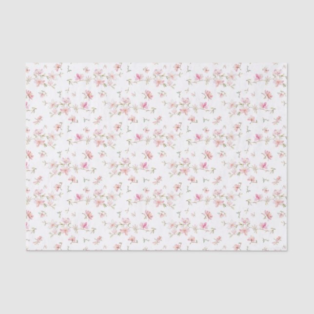 Weiches rosa Watercolor-Blumen-Muster Seidenpapier (Vorderseite)