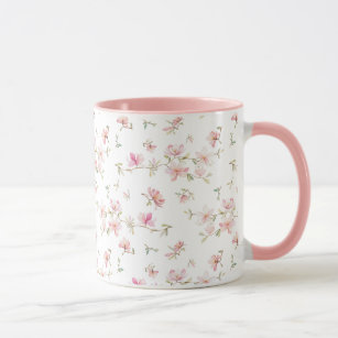 Weiches rosa Watercolor-Blumen-Muster Tasse