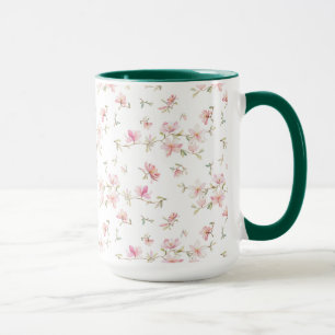 Weiches rosa Watercolor-Blumen-Muster Tasse