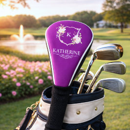 Weiches Rosa Weibliches Botanisches Wappen Lila Mo Golf Headcover