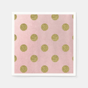 Weiches Rosenrosa Gold Glitter Glam Polka Punkte P Serviette