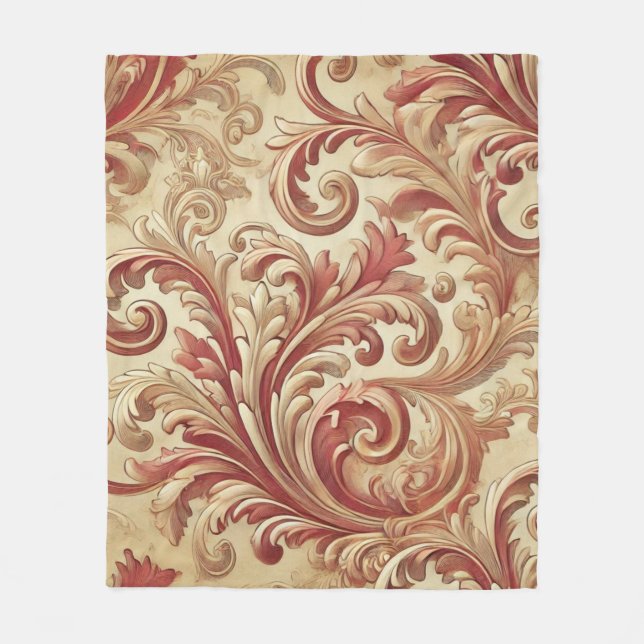 Weiches Rot- und Goldschattel Fleecedecke (Vorderseite)